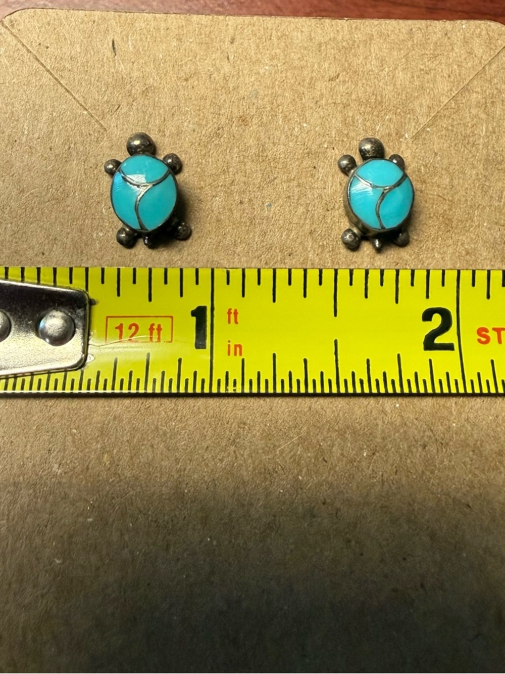 Zuni Turquoise Turtle Stud Earrings